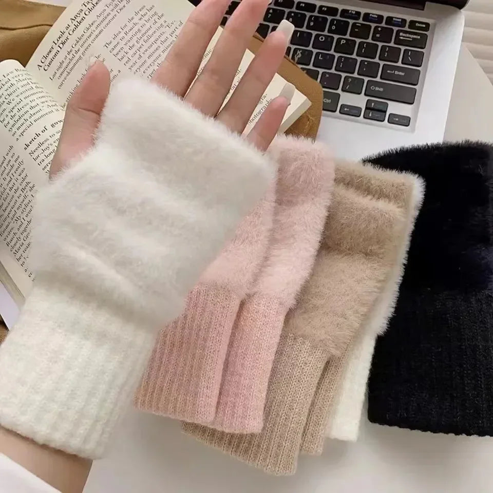 Mink Fleece Fingerless Gloves: Soft, Warm & Luxurious