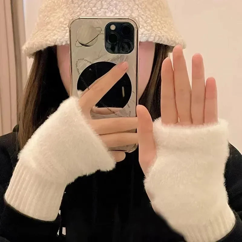 Mink Fleece Fingerless Gloves: Soft, Warm & Luxurious