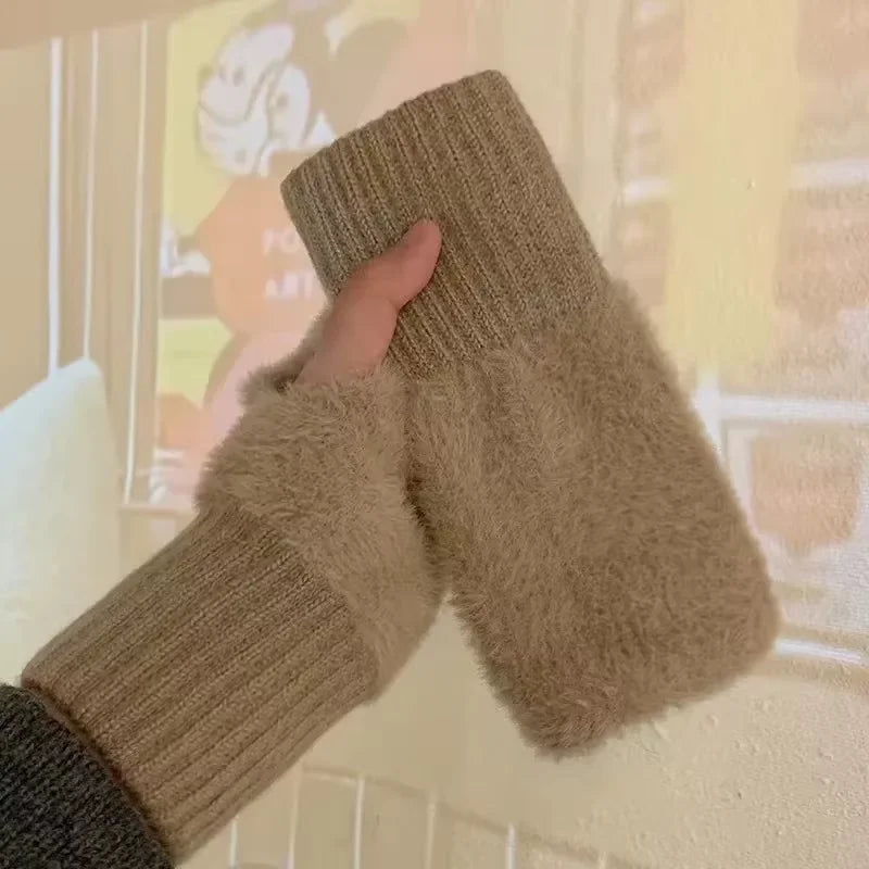 Mink Fleece Fingerless Gloves: Soft, Warm & Luxurious