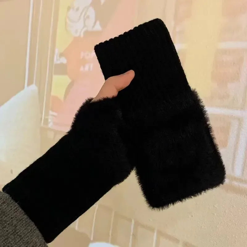 Mink Fleece Fingerless Gloves: Soft, Warm & Luxurious