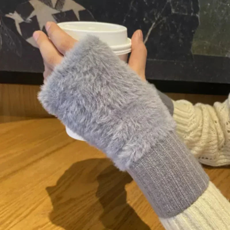 Mink Fleece Fingerless Gloves: Soft, Warm & Luxurious
