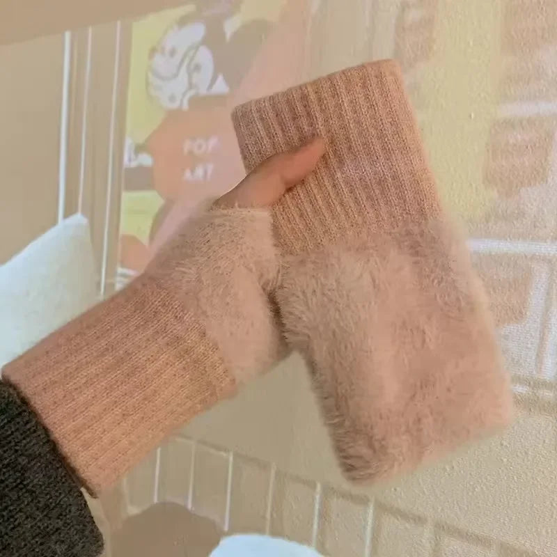 Mink Fleece Fingerless Gloves: Soft, Warm & Luxurious